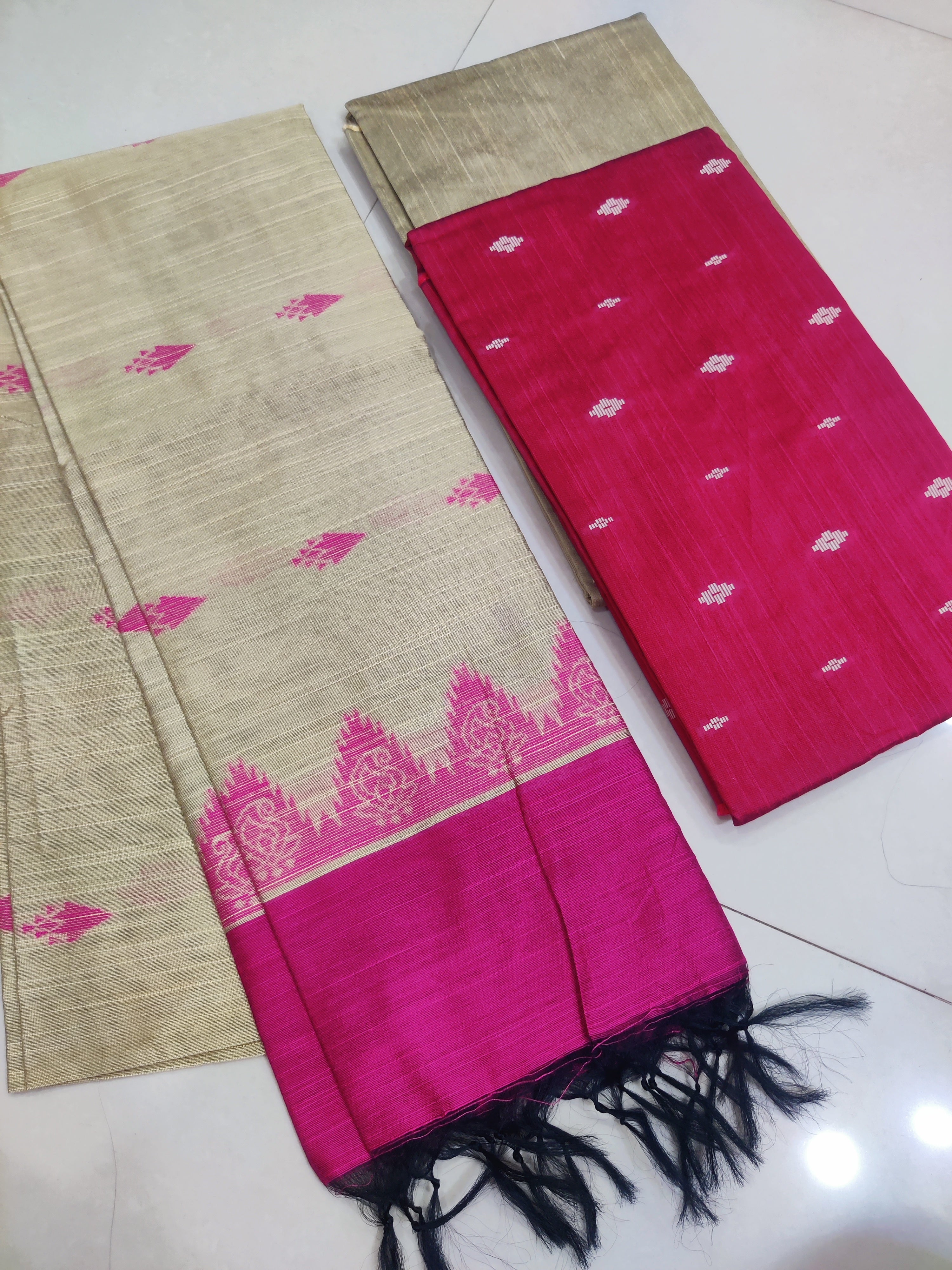Pink- Exclusive Raw Silk Suit Set with All-Over Butti Weaving & Slub Silk Jacquard Dupatta 28