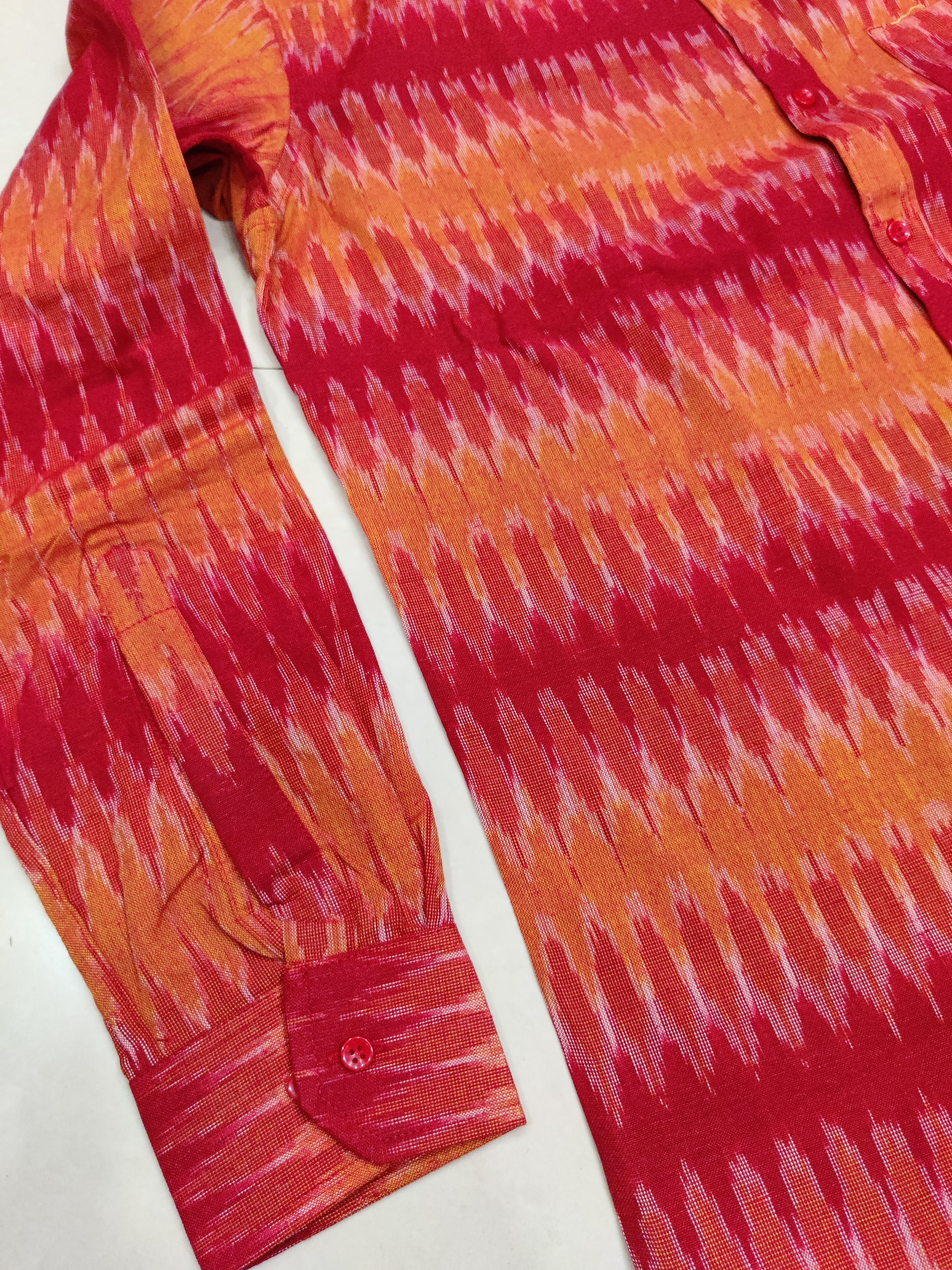 RED- FULL SLEEVE COTTON MEN POCHAMPALLY IKAT SHIRT 13