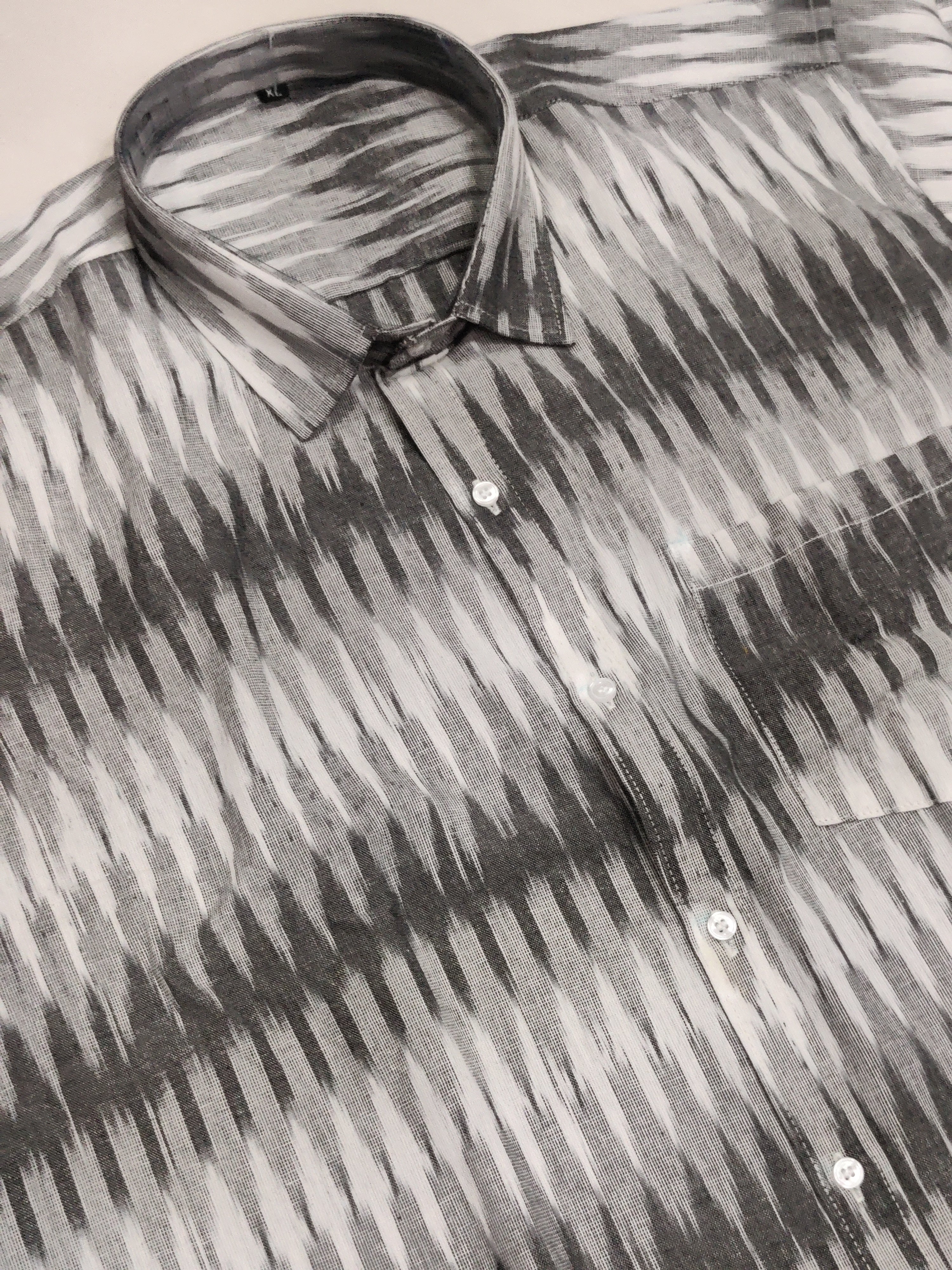 GRAY- FULL SLEEVE COTTON MEN POCHAMPALLY IKAT SHIRT 23