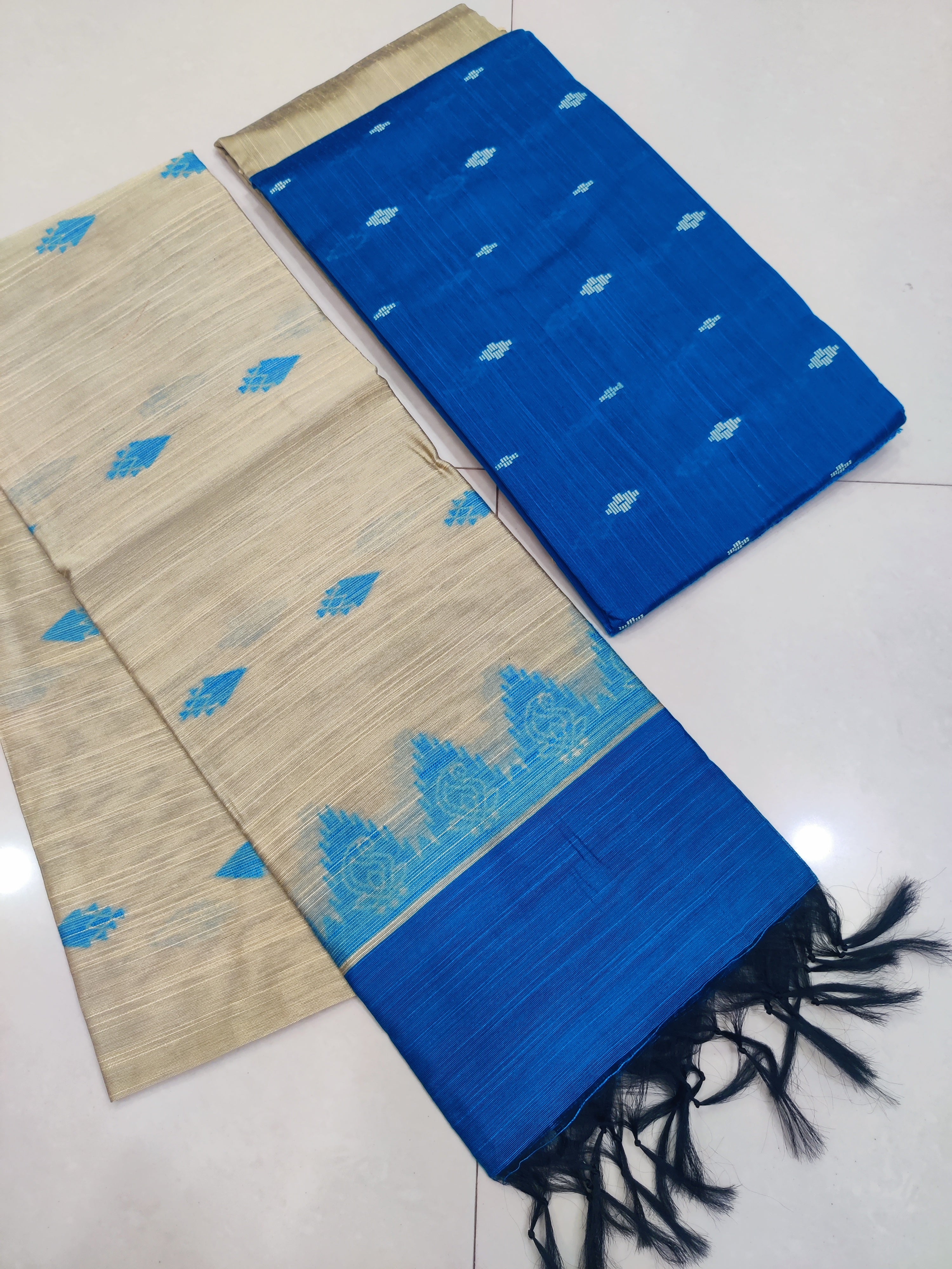 SKYBLUE - Exclusive Raw Silk Suit Set with All-Over Butti Weaving & Slub Silk Jacquard Dupatta 05