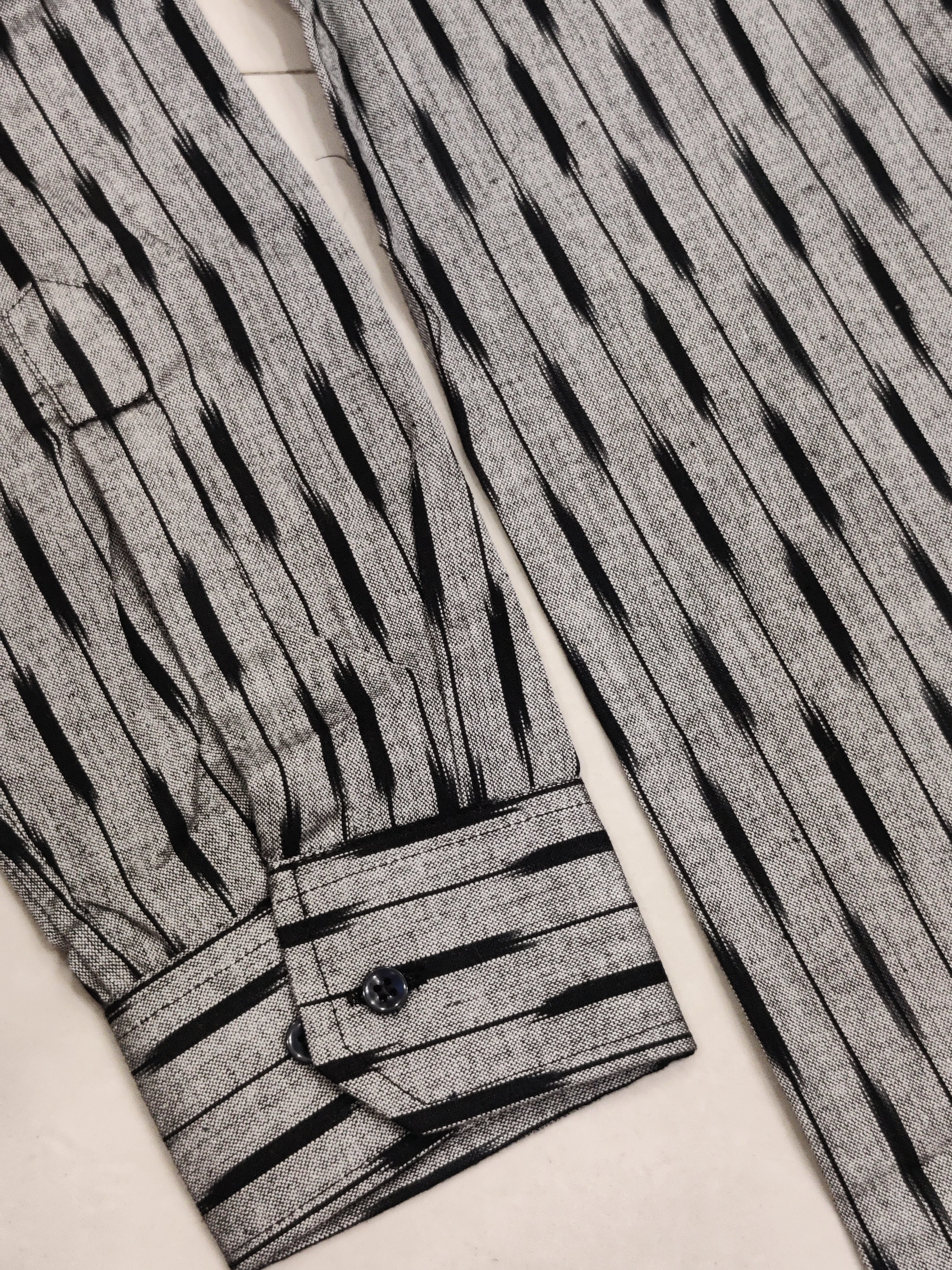 GRAY- FULL SLEEVE COTTON MEN POCHAMPALLY IKAT SHIRT 16