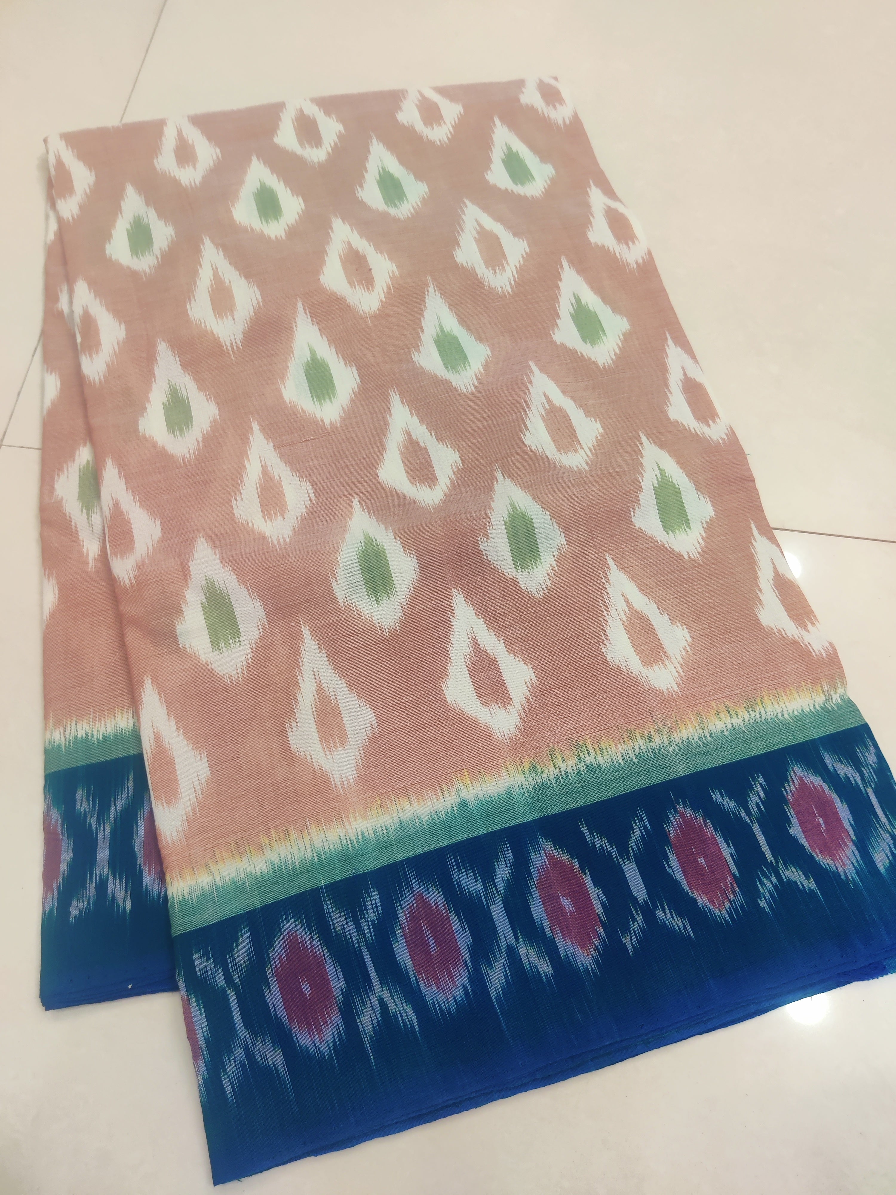Skyblue - MERCERISED PURE COTTON HANDLOOM POCHAMPALLY IKAT SAREE 29
