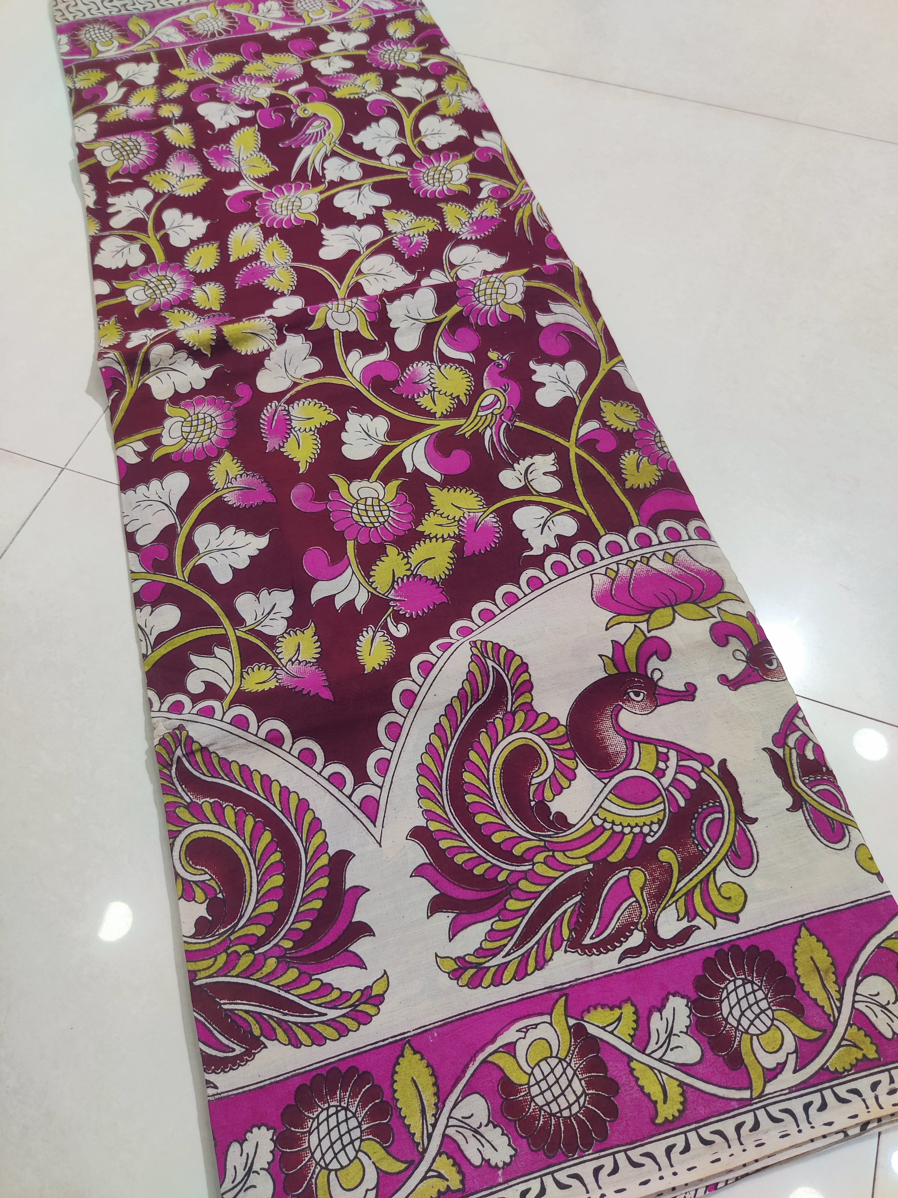 PINK- PRINTED COTTON KALAMKARI SAREE 06