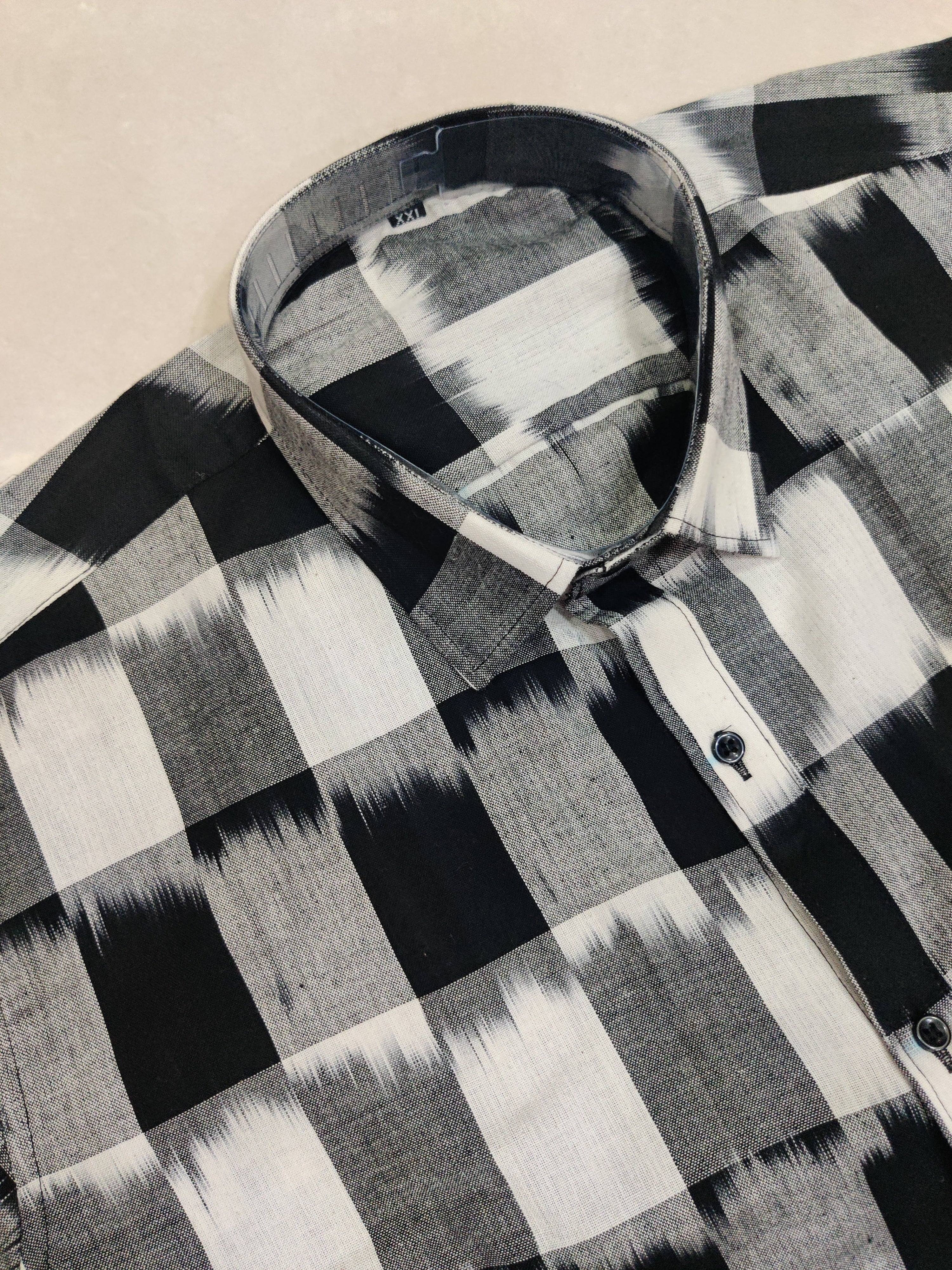 BLACK- FULL SLEEVE COTTON MEN POCHAMPALLY IKAT SHIRT 09