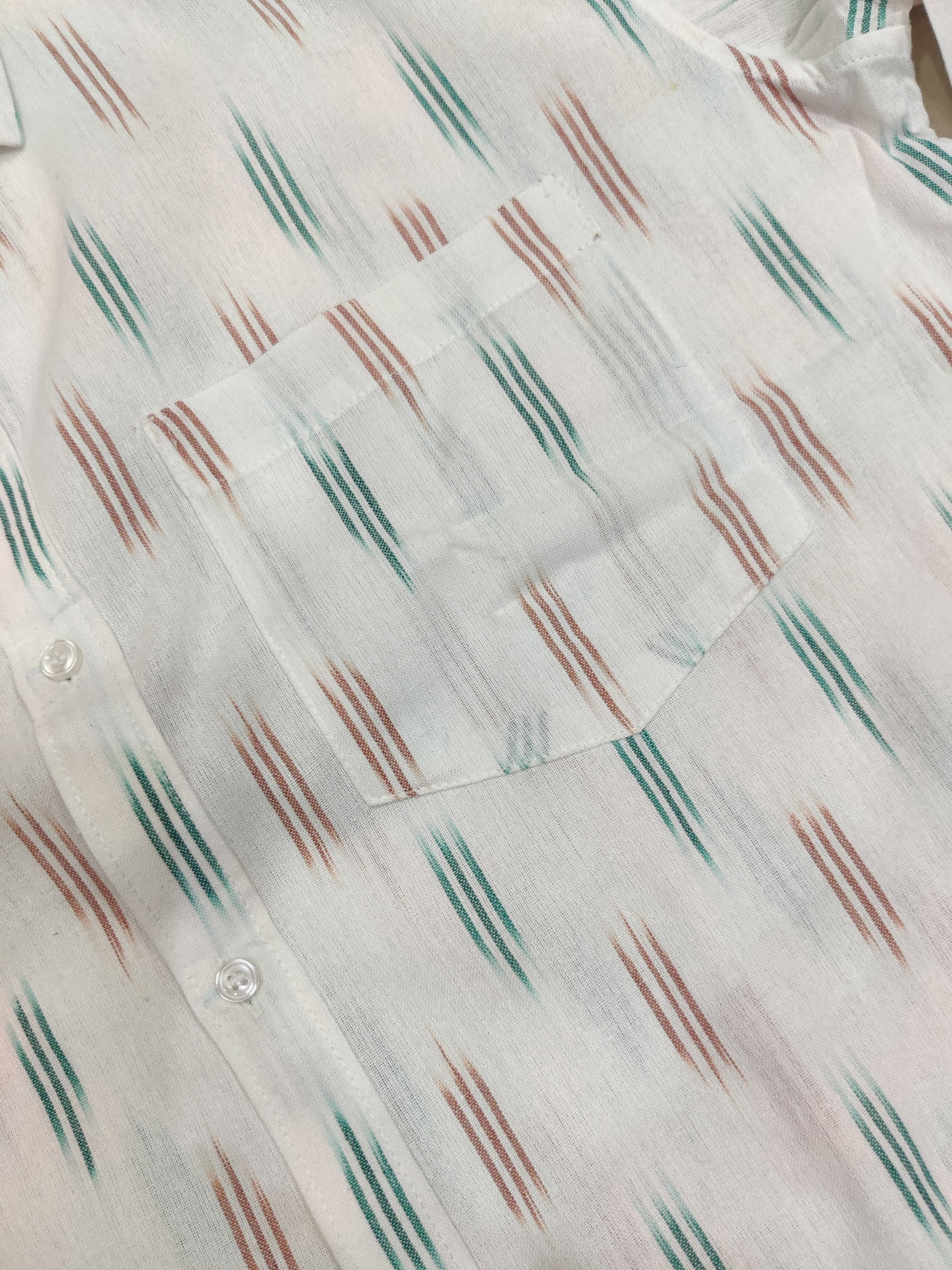 WHITE- FULL SLEEVE COTTON MEN POCHAMPALLY IKAT SHIRT 20