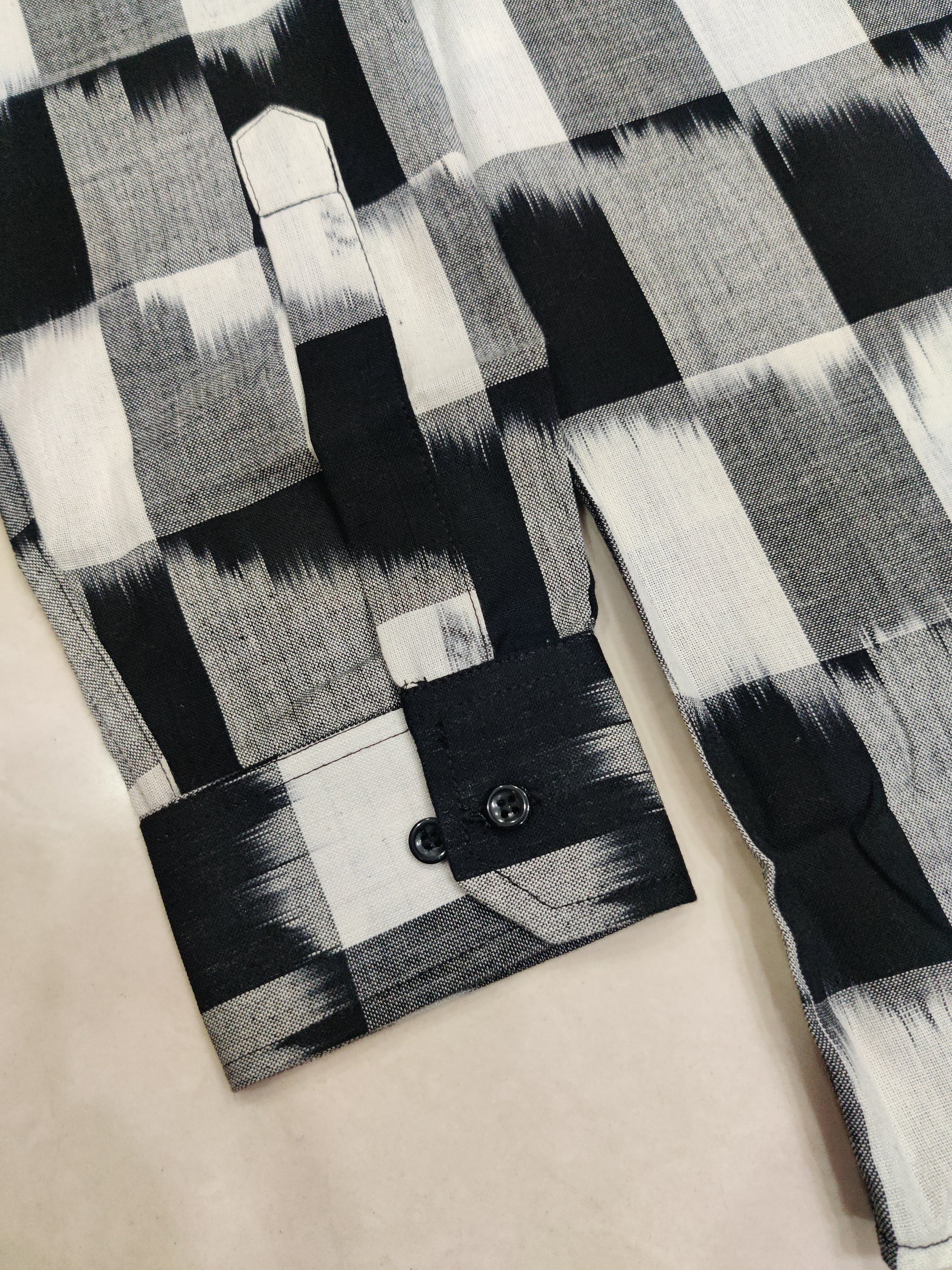 BLACK- FULL SLEEVE COTTON MEN POCHAMPALLY IKAT SHIRT 09