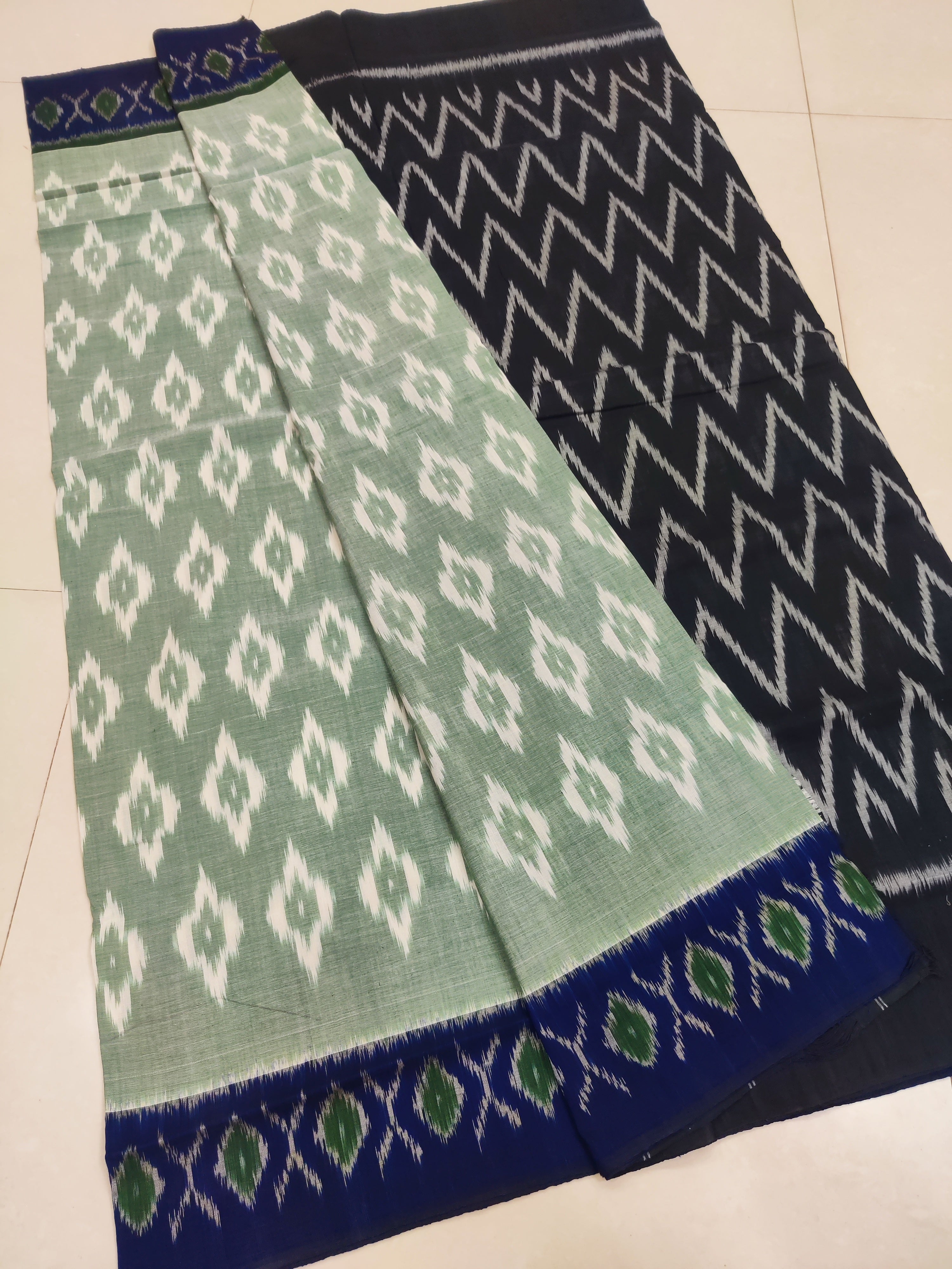 Black - MERCERISED PURE COTTON HANDLOOM POCHAMPALLY IKAT SAREE 63