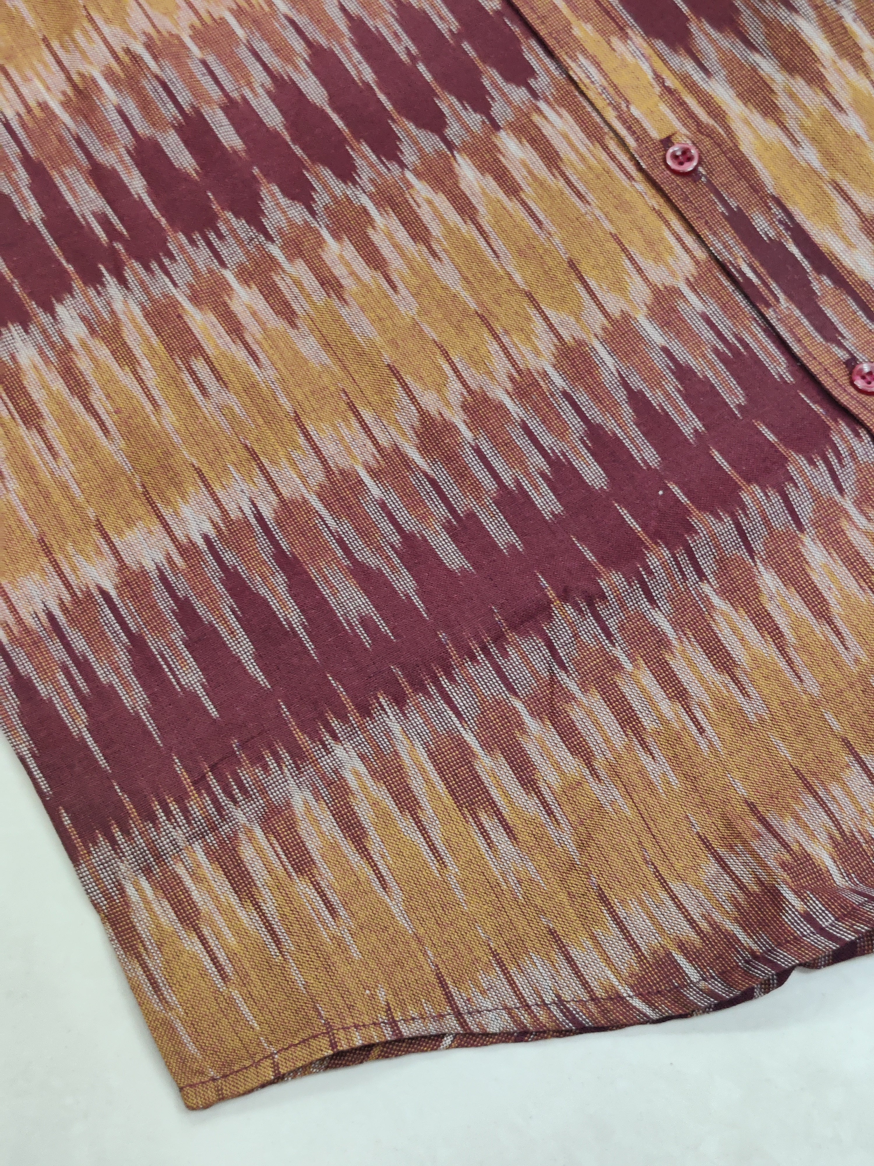 MAROON- FULL SLEEVE COTTON MEN POCHAMPALLY IKAT SHIRT 17