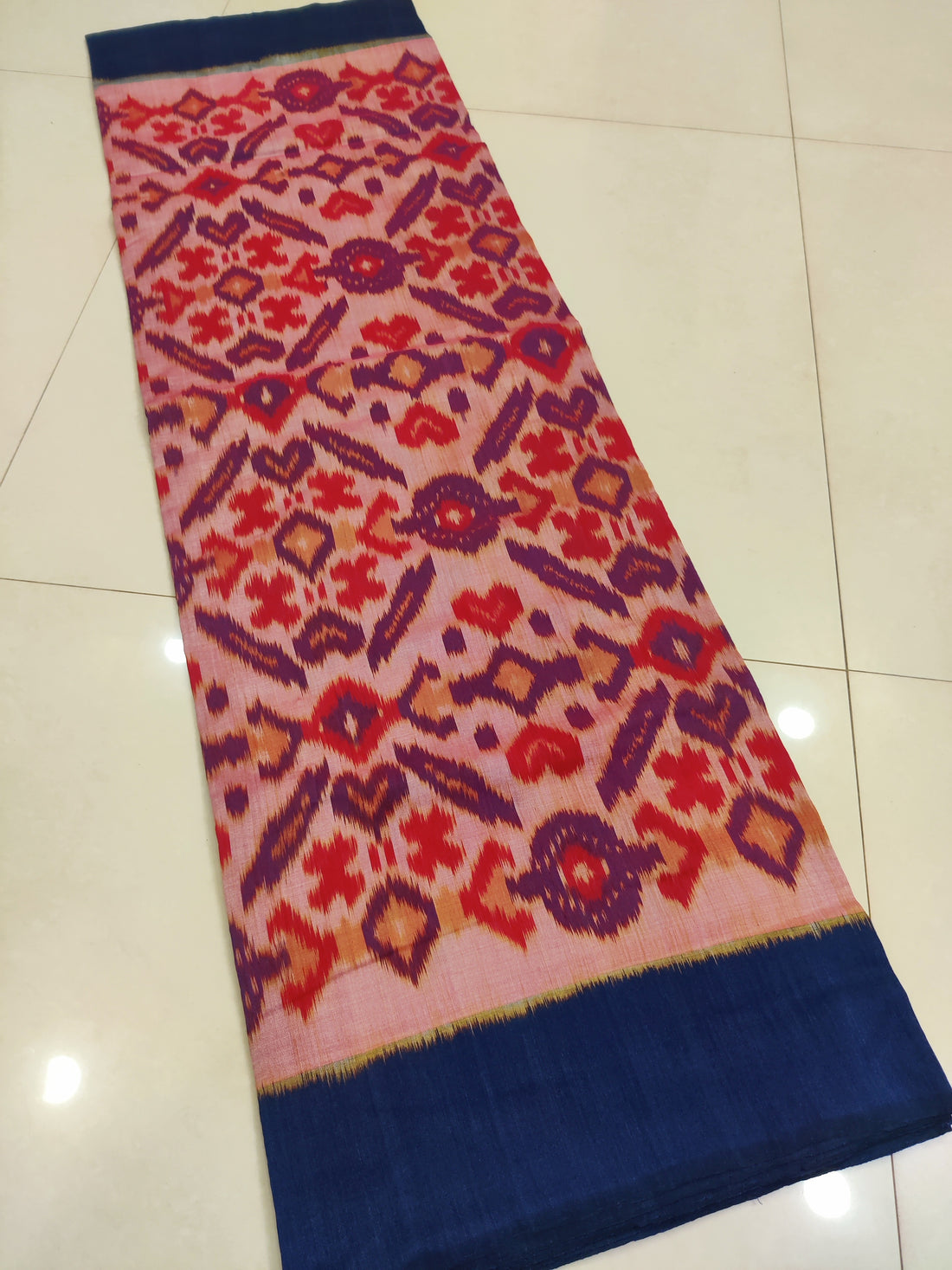 Blue - MERCERISED PURE COTTON HANDLOOM POCHAMPALLY IKAT SAREE 69