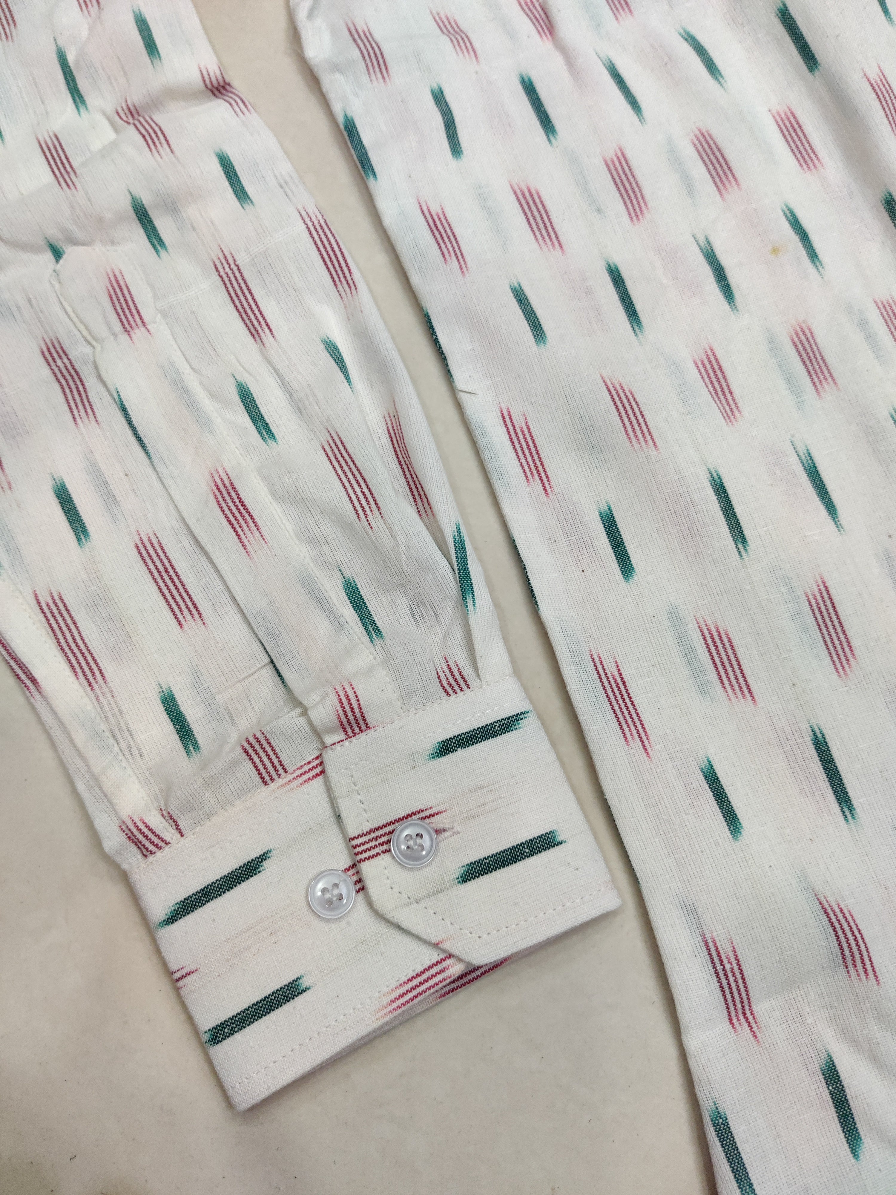 WHITE- FULL SLEEVE COTTON MEN POCHAMPALLY IKAT SHIRT 21