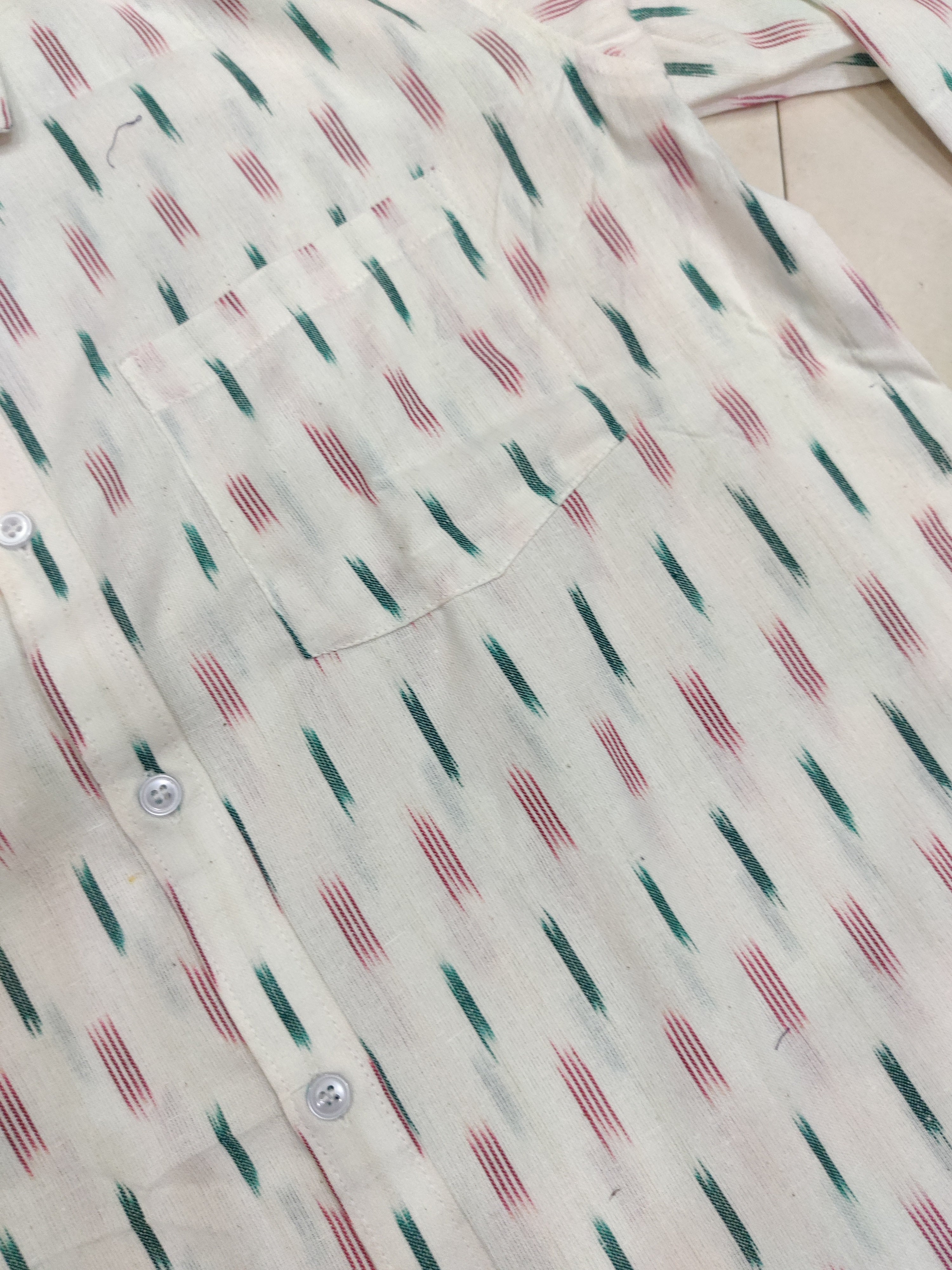 WHITE- FULL SLEEVE COTTON MEN POCHAMPALLY IKAT SHIRT 21