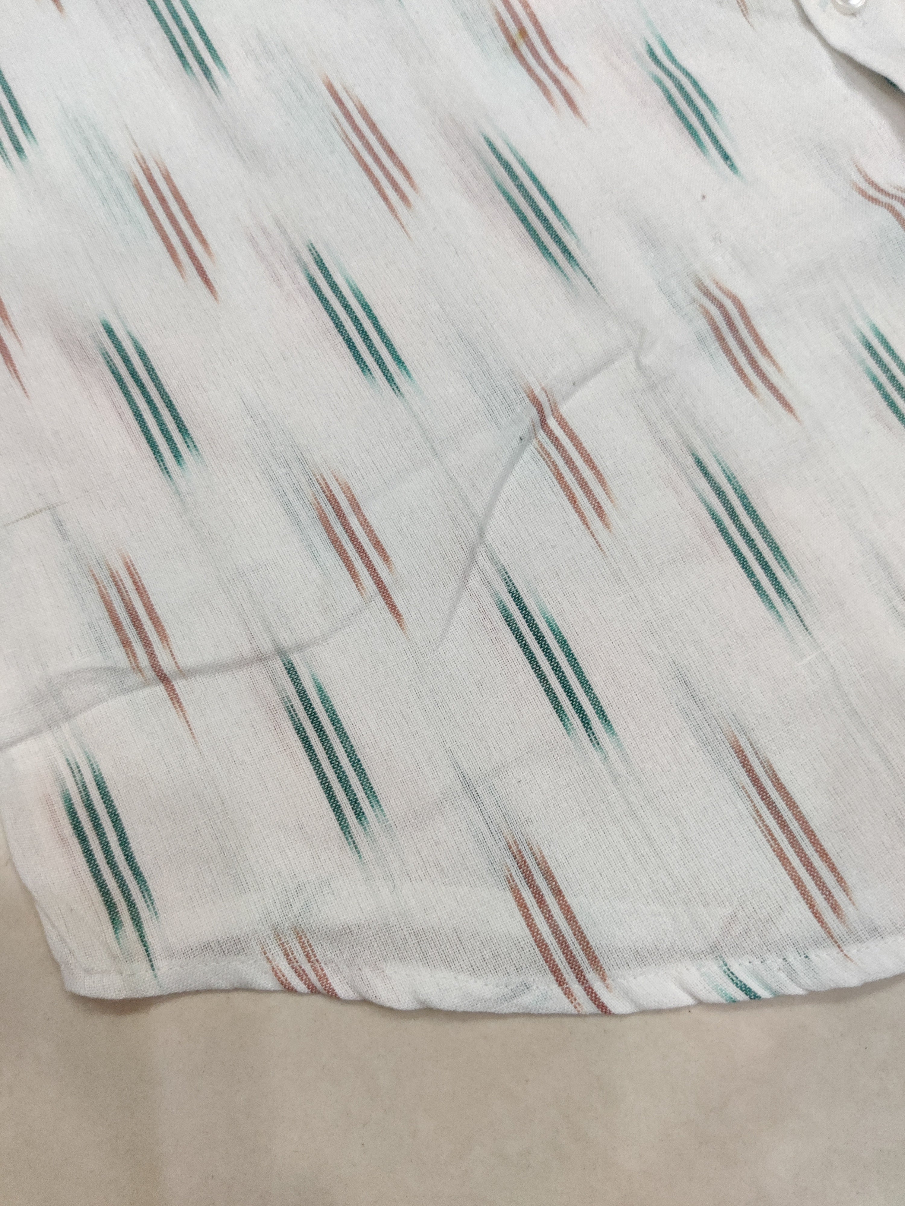 WHITE- FULL SLEEVE COTTON MEN POCHAMPALLY IKAT SHIRT 20