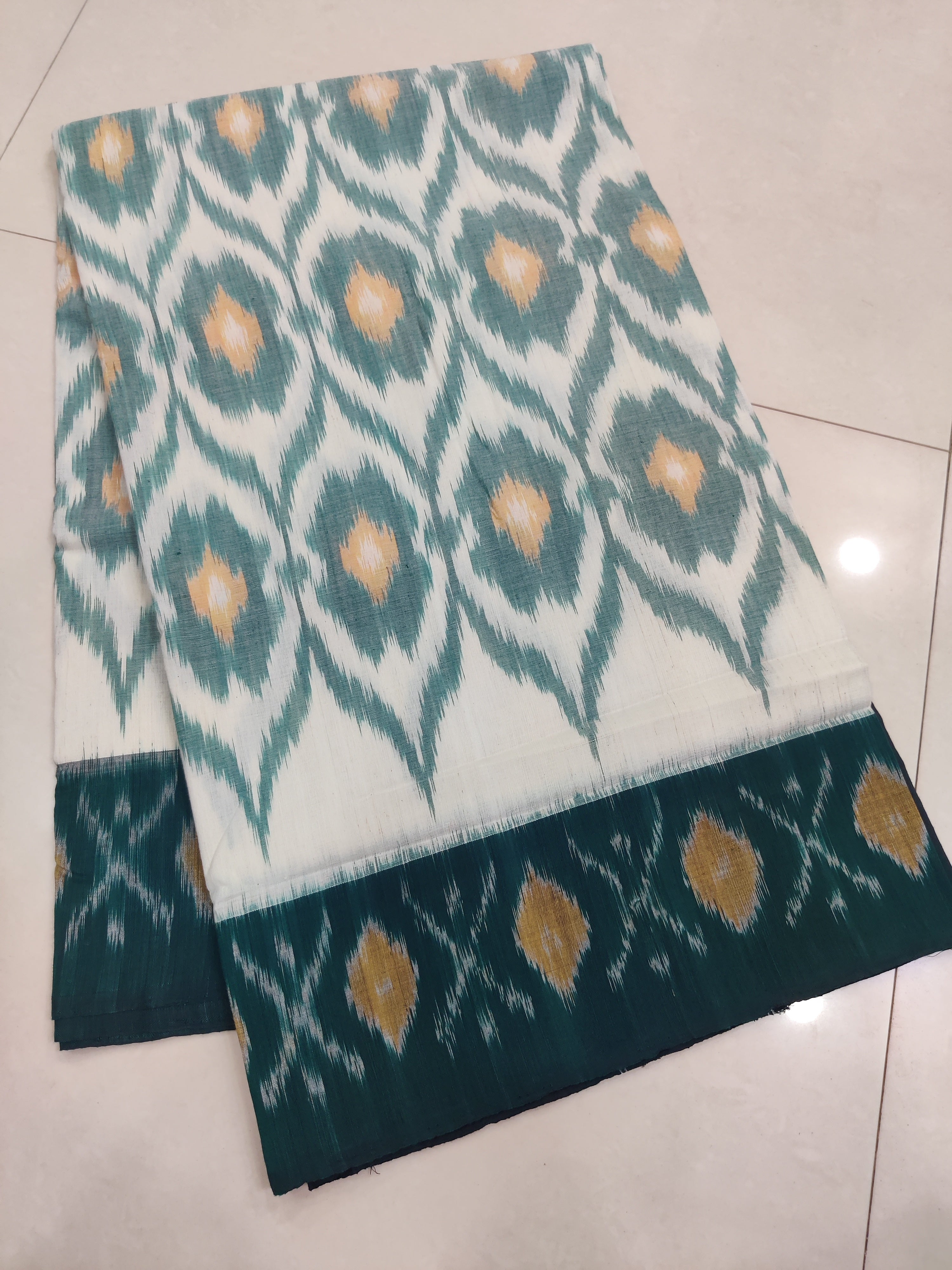 Green - MERCERISED PURE COTTON HANDLOOM POCHAMPALLY IKAT SAREE 68