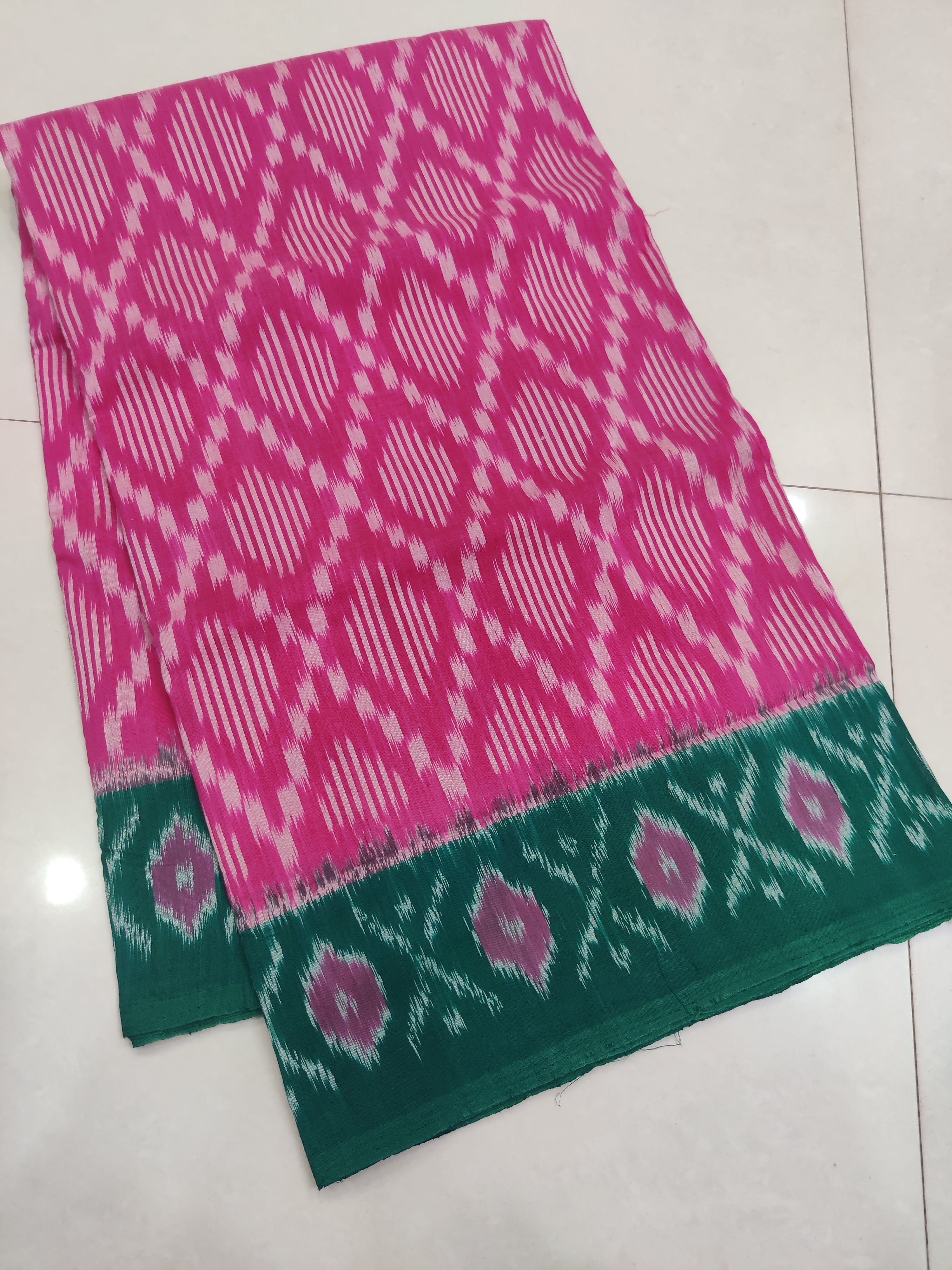 PINK - MERCERISED PURE COTTON HANDLOOM POCHAMPALLY IKAT SAREE 74